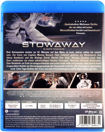 Stowaway (Pasażer nr 4) [Blu-Ray]