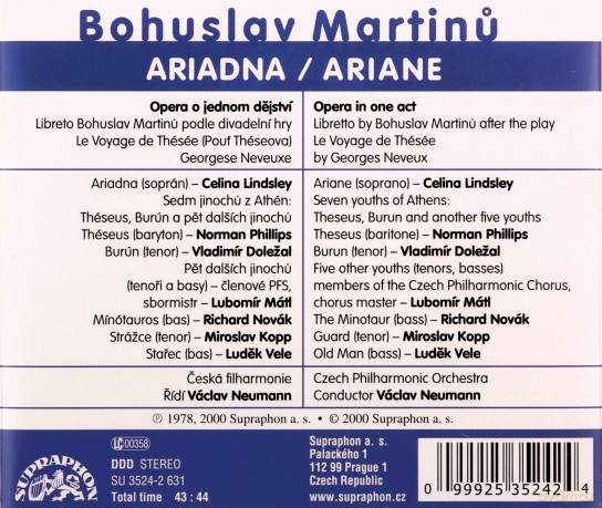 Bohuslav Martinu (1890-1959): Ariane (Oper in einem Akt) [CD]