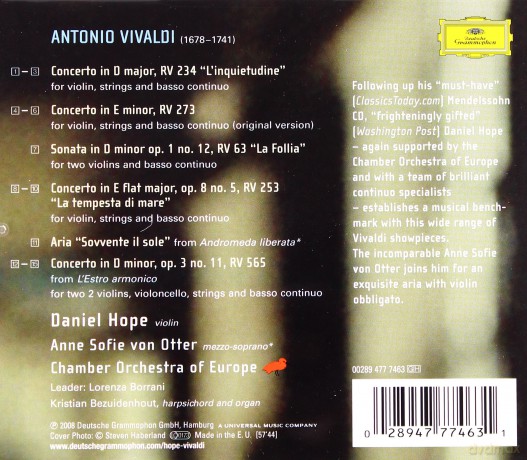Daniel Hope: Vivaldi:Concertos,Aria,Sonata [CD]