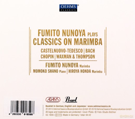 Mario Castelnuovo-Tedesco (1895-1968): Fumito Nunoya - Classics On Marimba [CD]