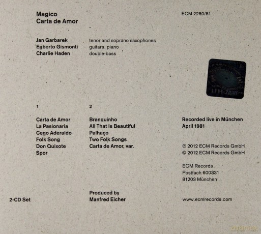 Garbarek/Gismonti/Haden: Magico Carta De Amor [2CD]