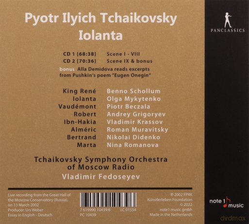 Peter Iljitsch Tschaikowsky (1840-1893): Iolanta [2CD]