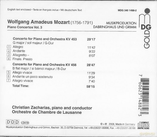 Wolfgang Amadeus Mozart (1756-1791): Klavierkonzerte Vol.3 [CD]