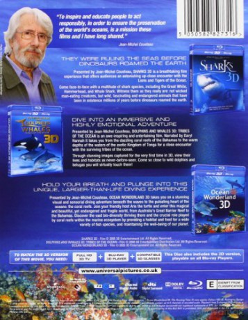 Jean Michel Cousteau Collection: Perła Oceanów 3D/Rekiny 3D/Delfiny i Wieloryby 3D [BOX] [Blu-Ray 3D]