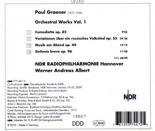 Paul Graener (1872-1944): Orchesterwerke Vol.1 [CD]