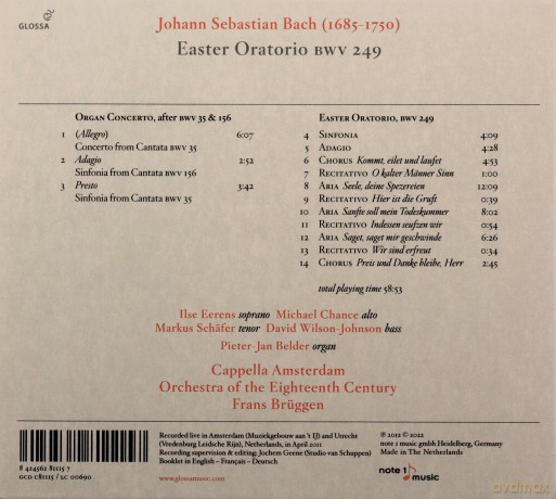 Johann Sebastian Bach (1685-1750): Osteroratorium BWV 249 [CD]
