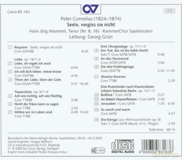 Peter Cornelius (1824-1874): Requiem Seele,vergiss sie nicht [CD]