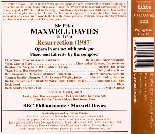 Peter Maxwell Davies (1934-2016): Resurrection [2CD]