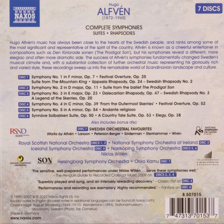 Hugo Alfven (1872-1960): Smtliche Symphonien,Suiten,Rhapsodien [7CD]