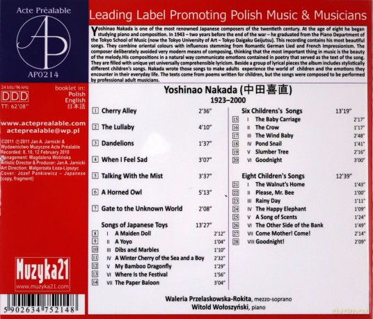Yohinao Nakada (1923-2000): Songs [CD]