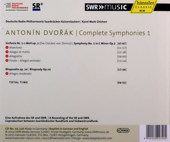 Antonin Dvorak (1841-1904): Symphonie Nr.1 [CD]
