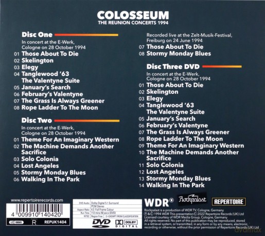 Colosseum: The Reunion Concerts 1994: Live At Rockpalast (Slipcase) [3CD]