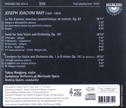 Joachim Raff (1822-1882): Violinkonzert Nr.1 op.161 [CD]