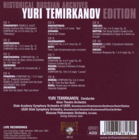 Peter Iljitsch Tschaikowsky (1840-1893): Yuri Temirkanov - Historical Russian Archives [10CD]