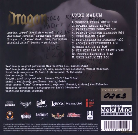 Dragon: Unde Malum (digipack) [CD]