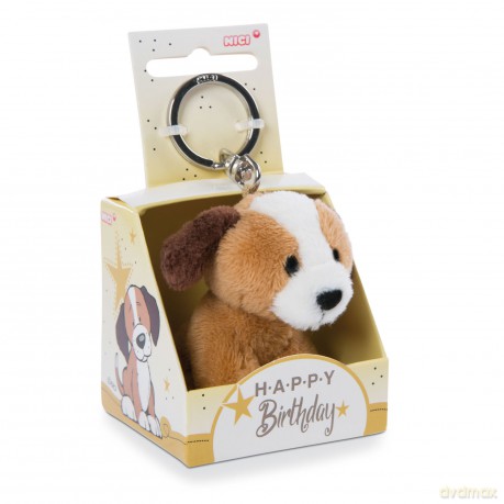 NICI Wieszak/brelok na klucze Pies 6 cm Happy Birthday in gift box