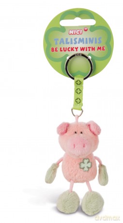 NICI Wieszak/brelok na klucze Świnia róż-green 7 cm Talisminis