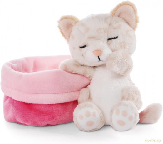 NICI Przytulanka Kot w lamparcie łaty śpiący w koszyczku 12 cm in