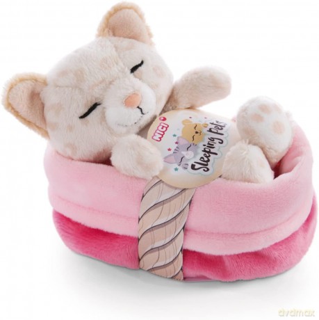 NICI Przytulanka Kot w lamparcie łaty śpiący w koszyczku 12 cm in