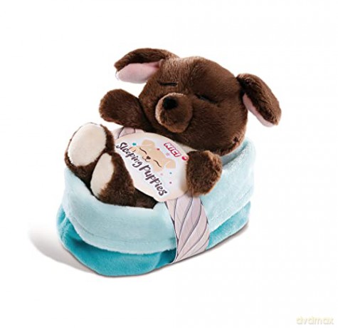 NICI Sleeping Puppies dog 12 cm brown in niebieski-green