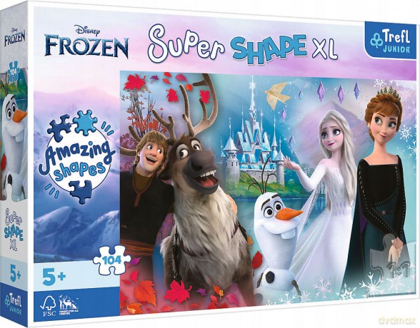 Puzzle 104 XL W świecie Anny i Elsy jest wesoło
