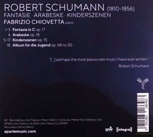 Schumann: Fantasie Arabeske Kinderszenen Chiovetta [CD]