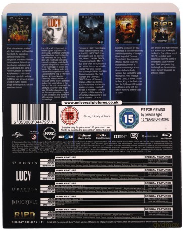 47 Ronin / Lucy / Dracula Untold / Immortals / R.I.P.D. (47 roninów / Lucy / Dracula: Historia nieznana / Immortals. Bogowie i herosi / R.I.P.D. - Agenci z zaświatów) [5xBlu-Ray]