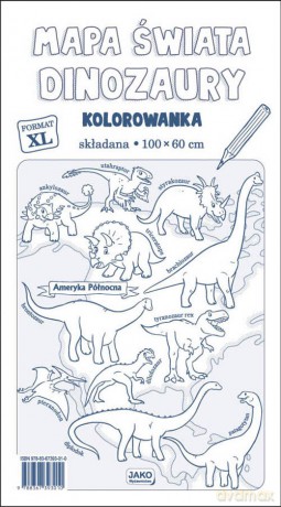 Mapa Świata Dinozaury Kolorowanka XL 2 sztuki [KSIĄŻKA]