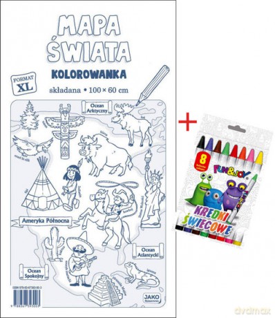 Mapa świata Kolorowanka XL + kredki [KSIĄŻKA]