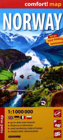 Norwegia (Norway); laminowana mapa samochodowa 1:1 000 000