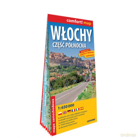 Włochy. Część północna; laminowana mapa samochodowa 1:650 000