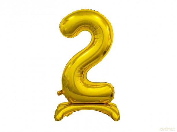 Balon foliowy B;C Cyfra stojąca 2, złota, 74 cm