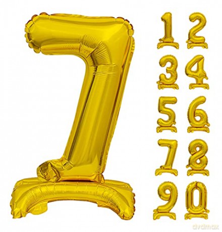 Balon foliowy B;C Cyfra stojąca 7, złota, 74 cm