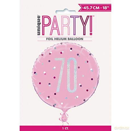 Balon foliowy UQ 18 cali Glitz, groszki z nadr. 70, różowy