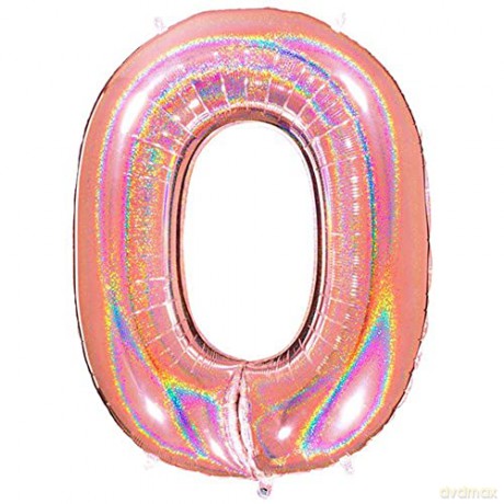 Balon Numer Grabo 40 Holo Glitter 0 Rose Gold 830GHRG-P