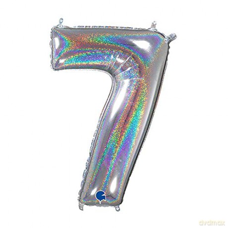 Balon Numer Grabo 40 Holo Glitter 7 Srebrny 697GHF-P