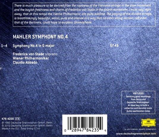 Claudio Abbado: Mahler Symph. 4 (Virtuoso) [CD]