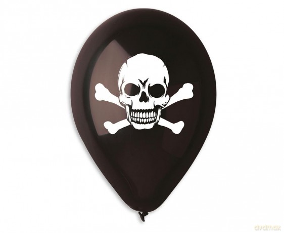 Balony Premium CZASZKA, czarne, 12 cali/ 5 szt.