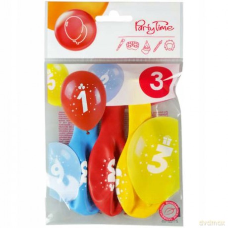 Balony z nadrukiem cyferki - 3 (3 szt.)