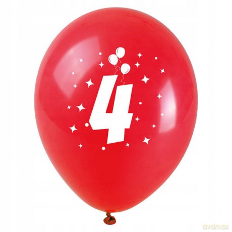 Balony z nadrukiem cyferki - 4 (3 szt.)