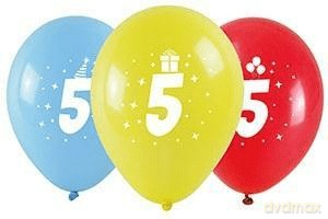 Balony z nadrukiem cyferki - 5 (3 szt.)