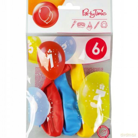 Balony z nadrukiem cyferki - 6 (3 szt.)