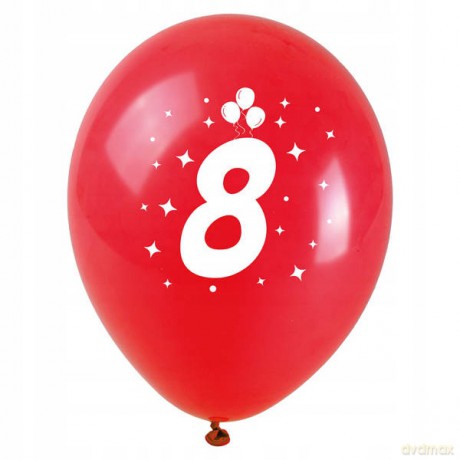 Balony z nadrukiem cyferki - 8 (3 szt.)