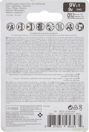 Bateria 9V KODAK