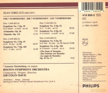 Davis/Boston Symphon: Sibelius:Symphonien/Finlandia [4CD]