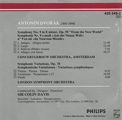 Davis/Cgo/Lso: Dvor:Sinf 9/Sinf Var [CD]