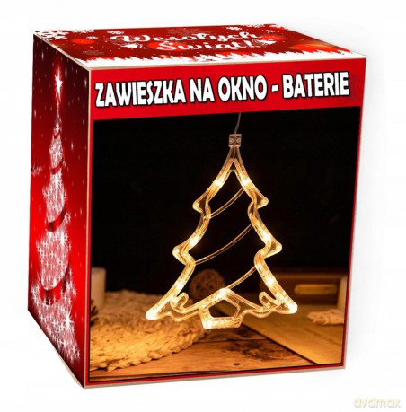 Dekoracja w okno świecąca led 22x22 cm (na baterie)- gwiazda betlejemska NT2463