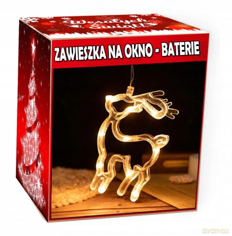 Dekoracja w okno świecąca led 22x22 cm (na baterie)- renifer NT2466