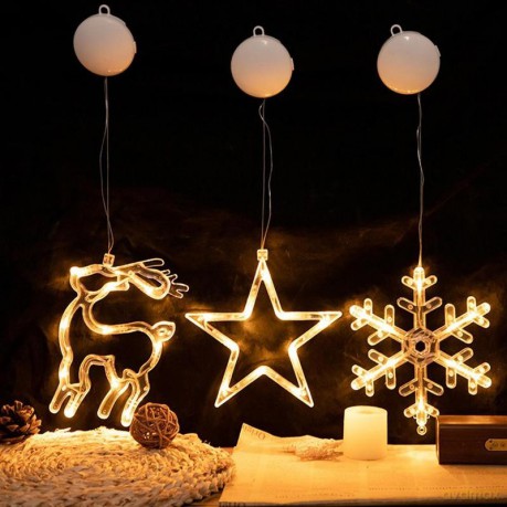 Dekoracja w okno świecąca led 22x22 cm (na baterie)- renifer NT2466