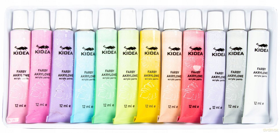Farby akrylowe pastelowe 12x12ml kidea